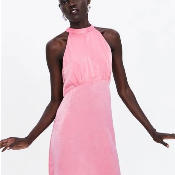 ZARA MIDI PINK DRESS - Picture 6 of 8